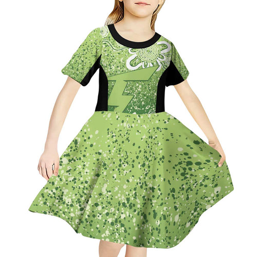Australian Thunder Cricket Custom Kid Short Sleeve Dress Minimalism Aboriginal