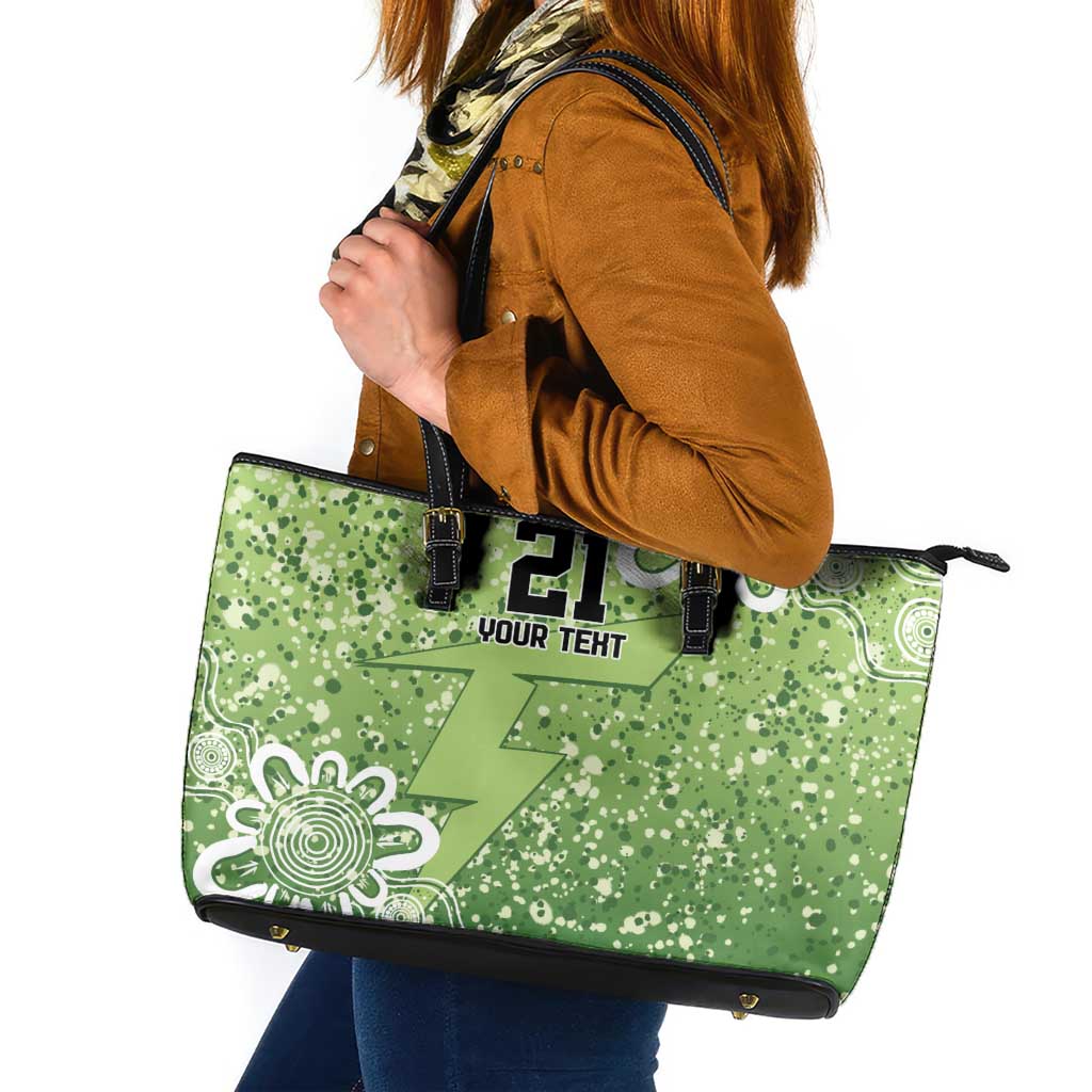 Australian Thunder Cricket Custom Leather Tote Bag Minimalism Aboriginal