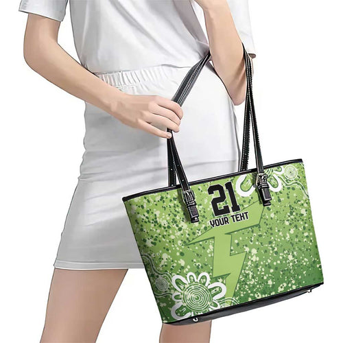Australian Thunder Cricket Custom Leather Tote Bag Minimalism Aboriginal