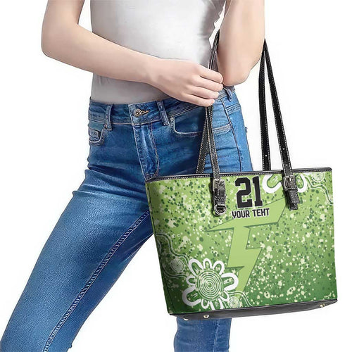 Australian Thunder Cricket Custom Leather Tote Bag Minimalism Aboriginal