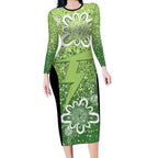 Australian Thunder Cricket Custom Long Sleeve Bodycon Dress Minimalism Aboriginal