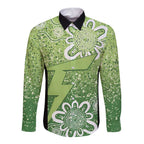 Australian Thunder Cricket Custom Long Sleeve Button Shirt Minimalism Aboriginal