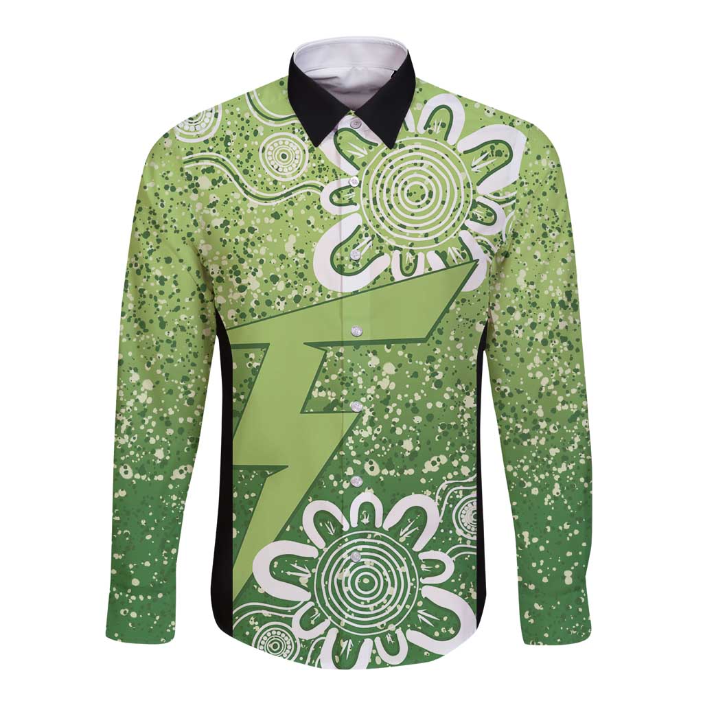 Australian Thunder Cricket Custom Long Sleeve Button Shirt Minimalism Aboriginal