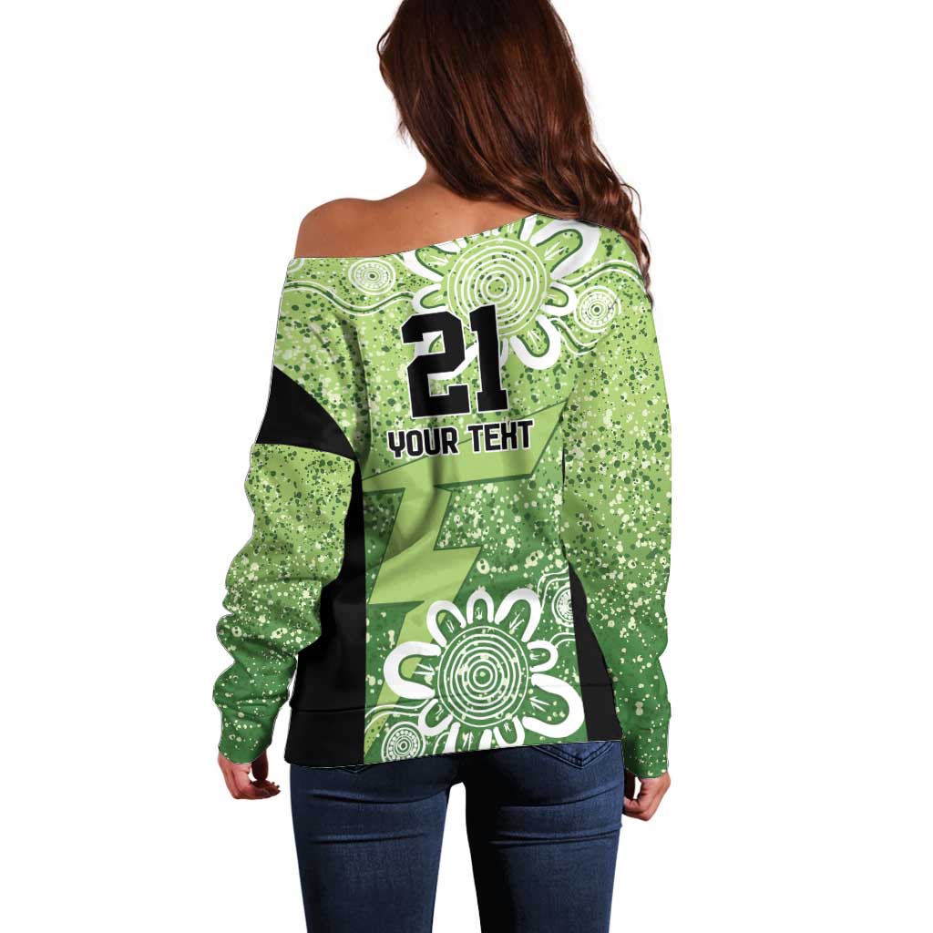 Australian Thunder Cricket Custom Off Shoulder Sweater Minimalism Aboriginal