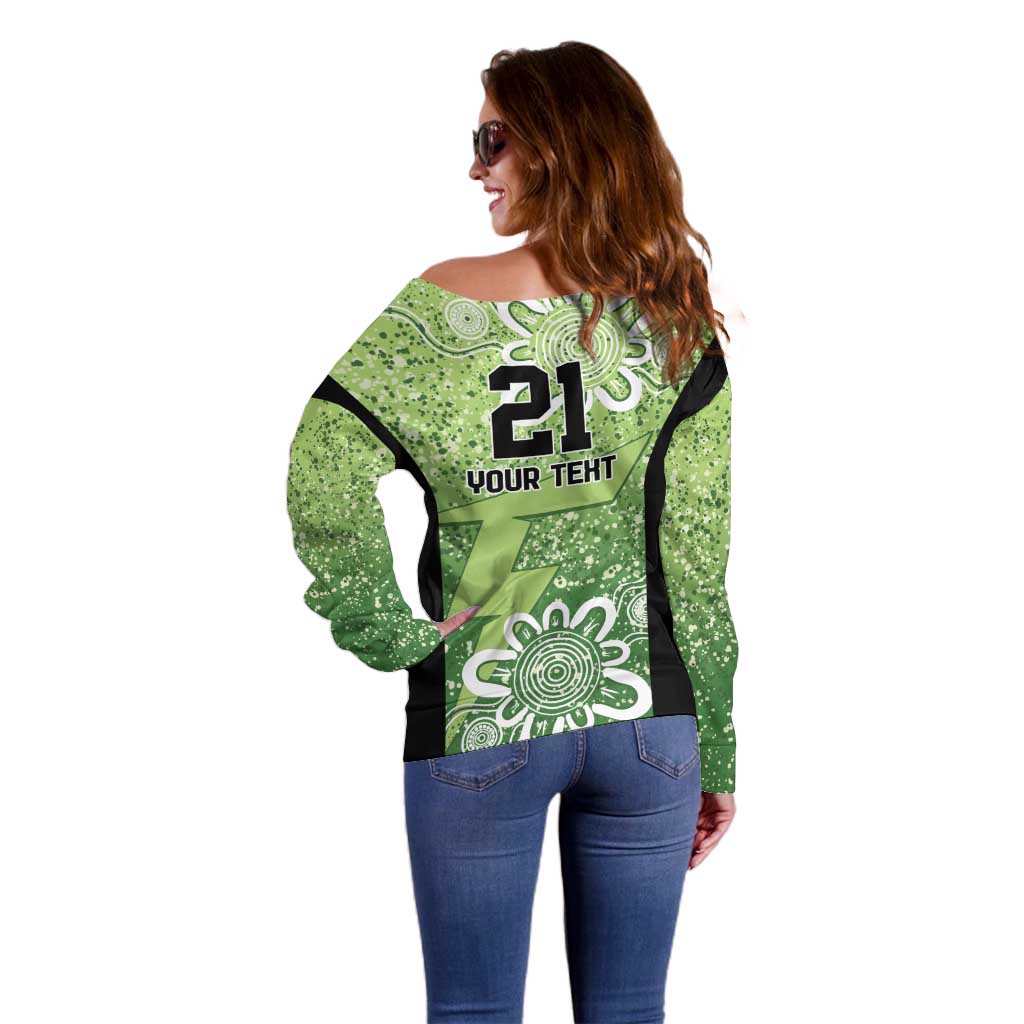 Australian Thunder Cricket Custom Off Shoulder Sweater Minimalism Aboriginal