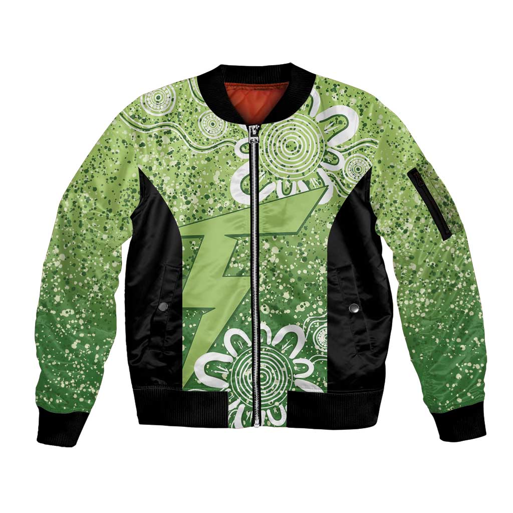 Australian Thunder Cricket Custom Sleeve Zip Bomber Jacket Minimalism Aboriginal