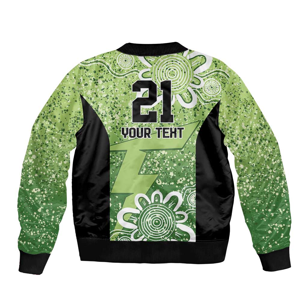 Australian Thunder Cricket Custom Sleeve Zip Bomber Jacket Minimalism Aboriginal