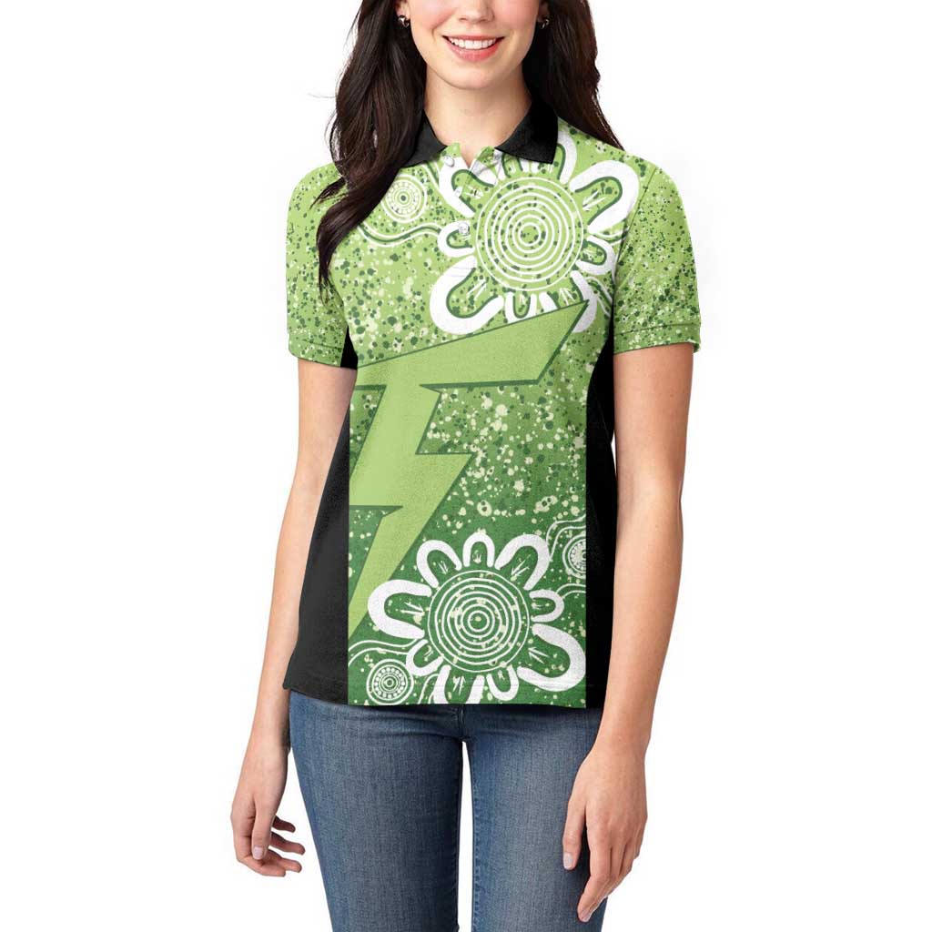 Australian Thunder Cricket Custom Women Polo Shirt Minimalism Aboriginal