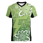 Australian Thunder Cricket Custom Women V-Neck T-Shirt Minimalism Aboriginal