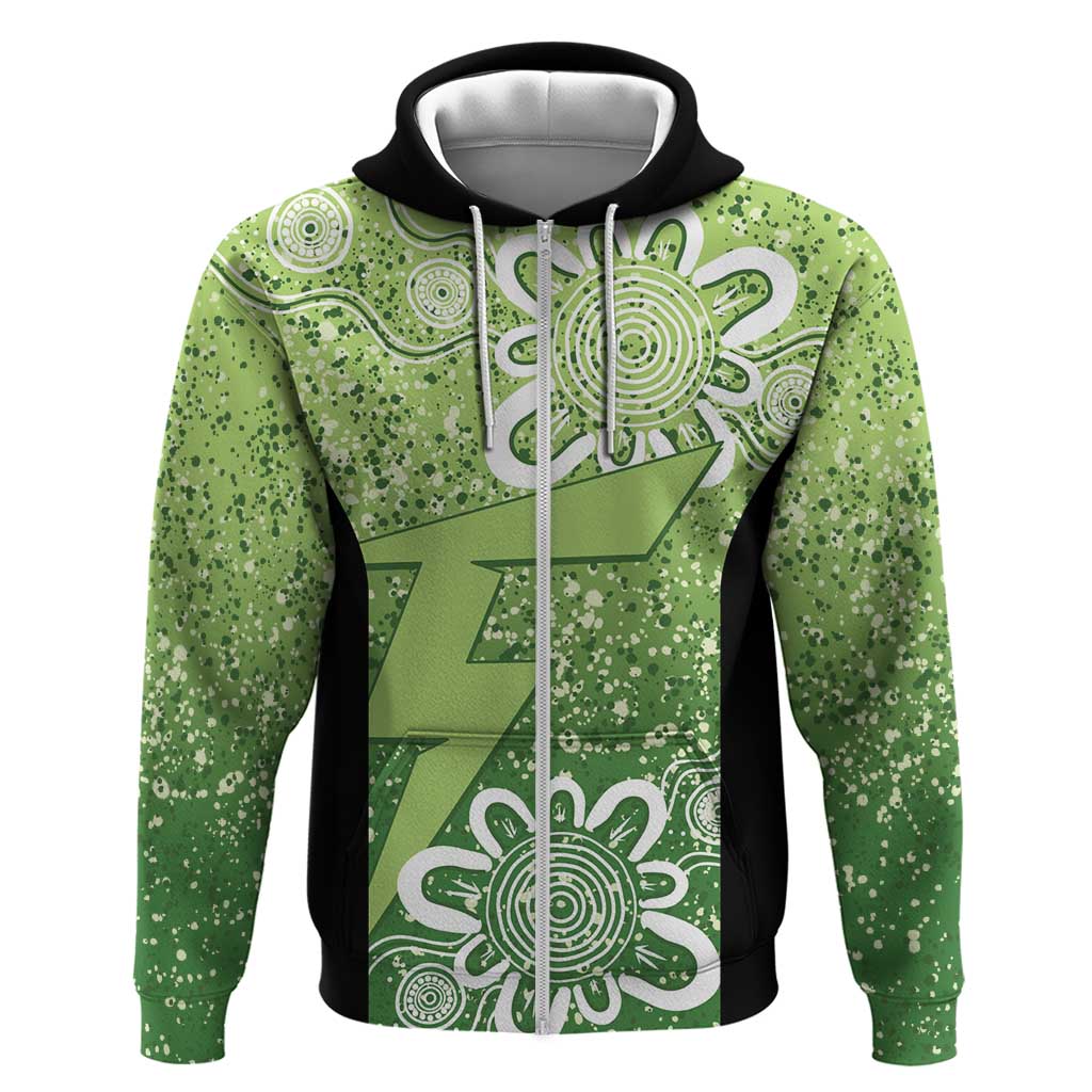 Australian Thunder Cricket Custom Zip Hoodie Minimalism Aboriginal