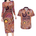 Fire Together NAIDOC 2024 Couples Matching Long Sleeve Bodycon Dress and Hawaiian Shirt Indigenous Cultural Spirit
