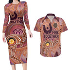 Fire Together NAIDOC 2024 Couples Matching Long Sleeve Bodycon Dress and Hawaiian Shirt Indigenous Cultural Spirit