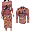 Fire Together NAIDOC 2024 Couples Matching Long Sleeve Bodycon Dress and Long Sleeve Button Shirt Indigenous Cultural Spirit
