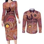Fire Together NAIDOC 2024 Couples Matching Long Sleeve Bodycon Dress and Long Sleeve Button Shirt Indigenous Cultural Spirit