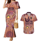 Fire Together NAIDOC 2024 Couples Matching Mermaid Dress and Hawaiian Shirt Indigenous Cultural Spirit