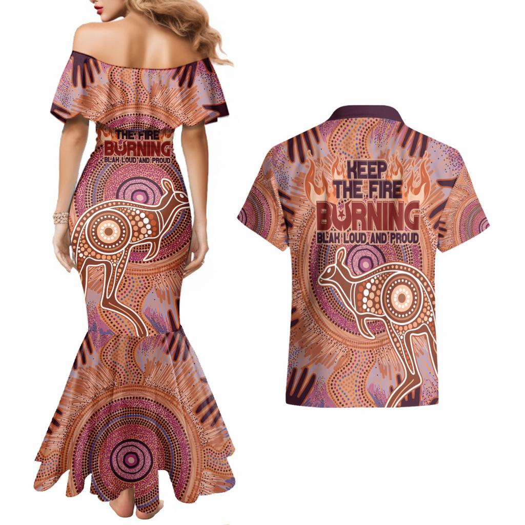 Fire Together NAIDOC 2024 Couples Matching Mermaid Dress and Hawaiian Shirt Indigenous Cultural Spirit