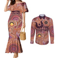 Fire Together NAIDOC 2024 Couples Matching Mermaid Dress and Long Sleeve Button Shirt Indigenous Cultural Spirit