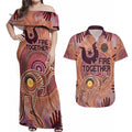 Fire Together NAIDOC 2024 Couples Matching Off Shoulder Maxi Dress and Hawaiian Shirt Indigenous Cultural Spirit
