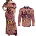 Fire Together NAIDOC 2024 Couples Matching Off Shoulder Maxi Dress and Long Sleeve Button Shirt Indigenous Cultural Spirit