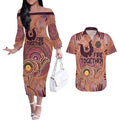 Fire Together NAIDOC 2024 Couples Matching Off The Shoulder Long Sleeve Dress and Hawaiian Shirt Indigenous Cultural Spirit