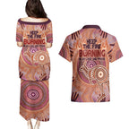 Fire Together NAIDOC 2024 Couples Matching Puletasi and Hawaiian Shirt Indigenous Cultural Spirit
