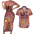 Fire Together NAIDOC 2024 Couples Matching Short Sleeve Bodycon Dress and Hawaiian Shirt Indigenous Cultural Spirit