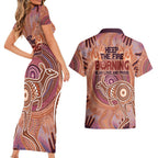 Fire Together NAIDOC 2024 Couples Matching Short Sleeve Bodycon Dress and Hawaiian Shirt Indigenous Cultural Spirit