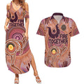 Fire Together NAIDOC 2024 Couples Matching Summer Maxi Dress and Hawaiian Shirt Indigenous Cultural Spirit