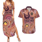 Fire Together NAIDOC 2024 Couples Matching Summer Maxi Dress and Hawaiian Shirt Indigenous Cultural Spirit