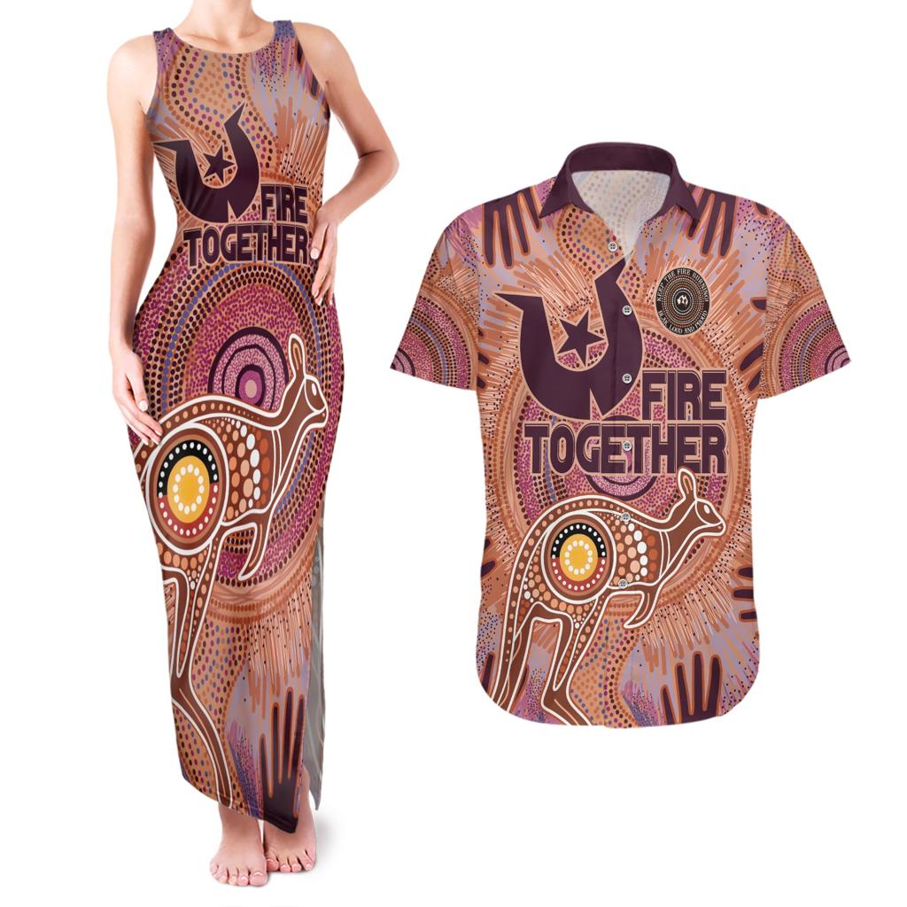Fire Together NAIDOC 2024 Couples Matching Tank Maxi Dress and Hawaiian Shirt Indigenous Cultural Spirit