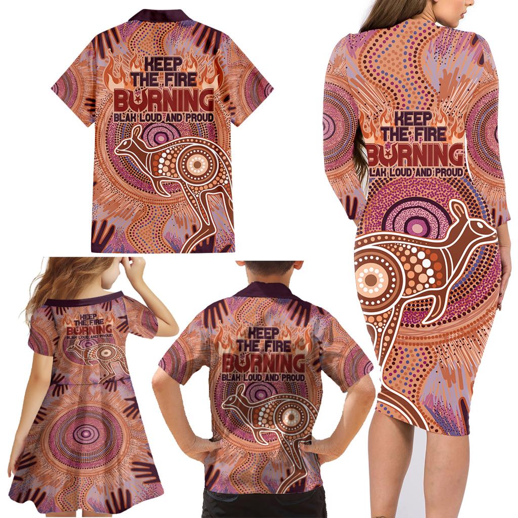 Fire Together NAIDOC 2024 Family Matching Long Sleeve Bodycon Dress and Hawaiian Shirt Indigenous Cultural Spirit