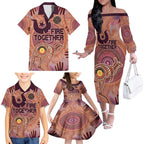 Fire Together NAIDOC 2024 Family Matching Off Shoulder Long Sleeve Dress and Hawaiian Shirt Indigenous Cultural Spirit