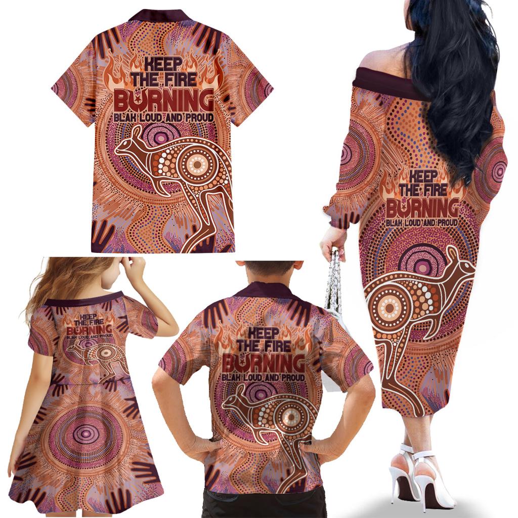 Fire Together NAIDOC 2024 Family Matching Off Shoulder Long Sleeve Dress and Hawaiian Shirt Indigenous Cultural Spirit