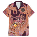 Fire Together NAIDOC 2024 Family Matching Off Shoulder Long Sleeve Dress and Hawaiian Shirt Indigenous Cultural Spirit