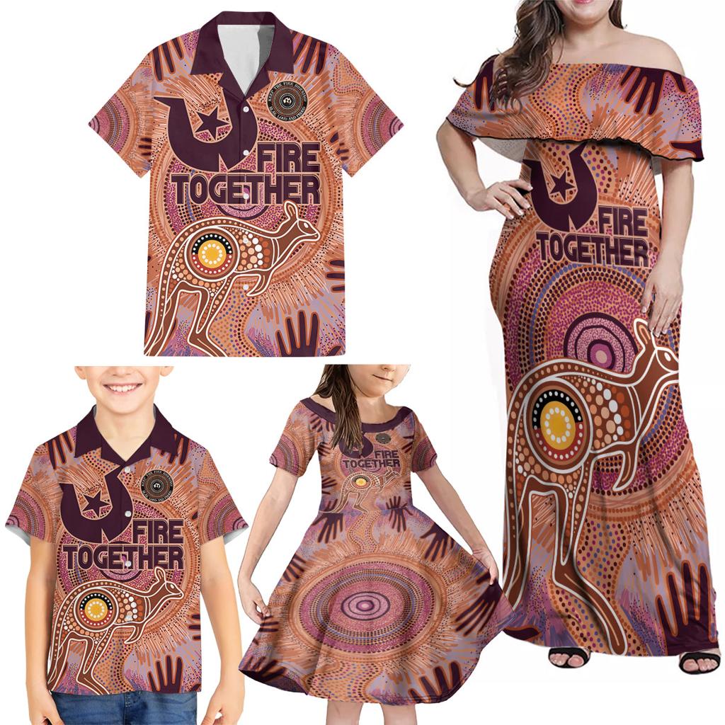 Fire Together NAIDOC 2024 Family Matching Off Shoulder Maxi Dress and Hawaiian Shirt Indigenous Cultural Spirit