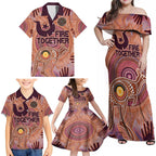 Fire Together NAIDOC 2024 Family Matching Off Shoulder Maxi Dress and Hawaiian Shirt Indigenous Cultural Spirit