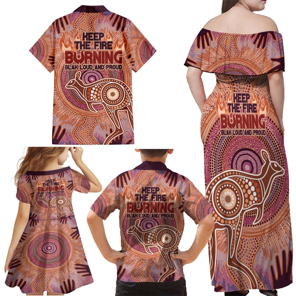Fire Together NAIDOC 2024 Family Matching Off Shoulder Maxi Dress and Hawaiian Shirt Indigenous Cultural Spirit