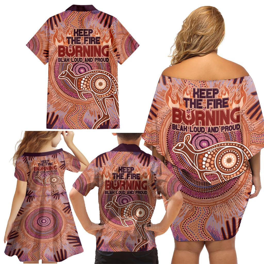 Fire Together NAIDOC 2024 Family Matching Off Shoulder Short Dress and Hawaiian Shirt Indigenous Cultural Spirit