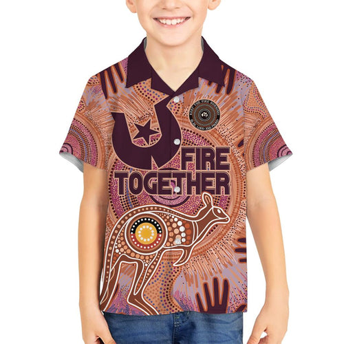 Fire Together NAIDOC 2024 Family Matching Off Shoulder Short Dress and Hawaiian Shirt Indigenous Cultural Spirit