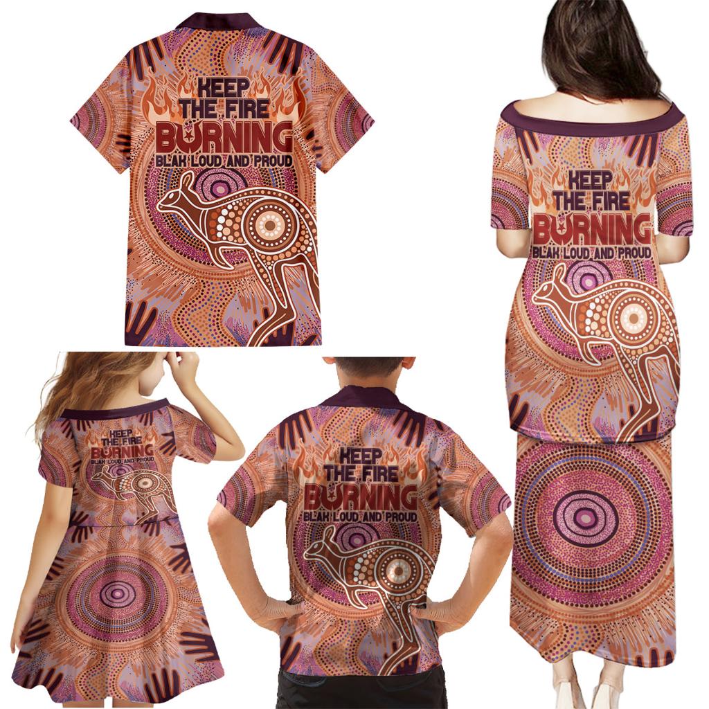 Fire Together NAIDOC 2024 Family Matching Puletasi and Hawaiian Shirt Indigenous Cultural Spirit