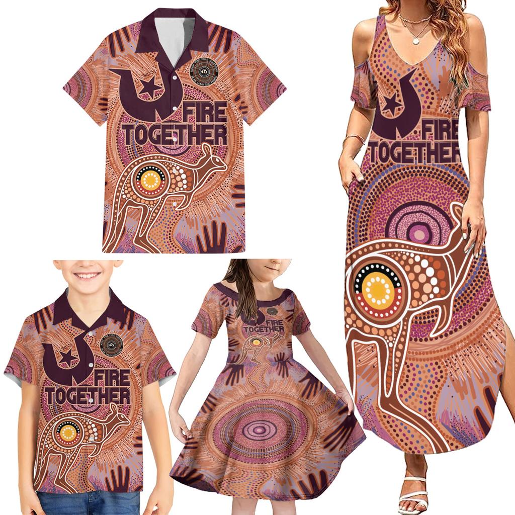Fire Together NAIDOC 2024 Family Matching Summer Maxi Dress and Hawaiian Shirt Indigenous Cultural Spirit