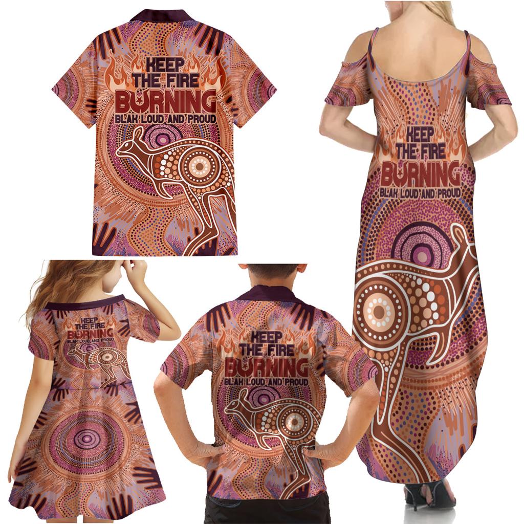 Fire Together NAIDOC 2024 Family Matching Summer Maxi Dress and Hawaiian Shirt Indigenous Cultural Spirit
