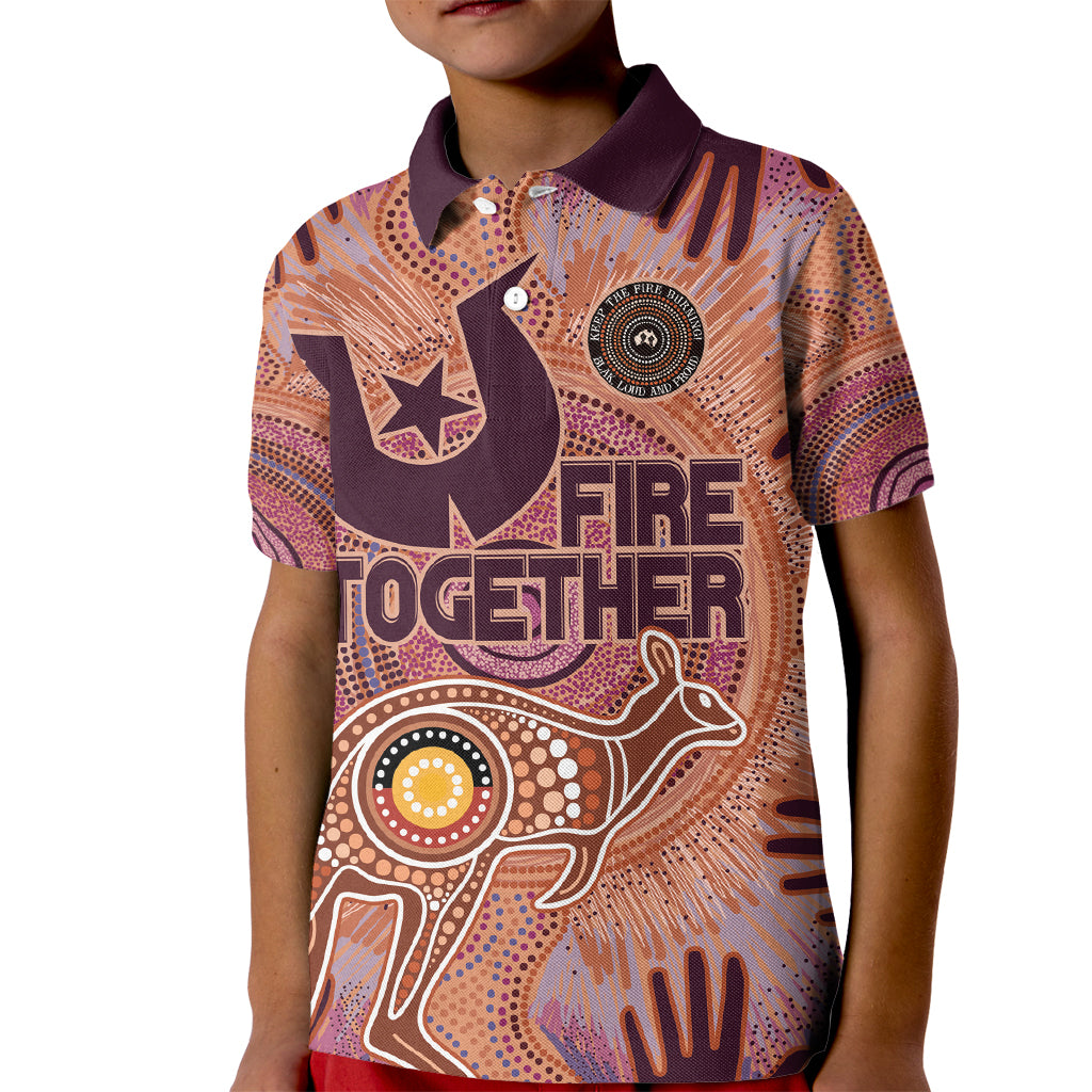 Fire Together NAIDOC 2024 Kid Polo Shirt Indigenous Cultural Spirit
