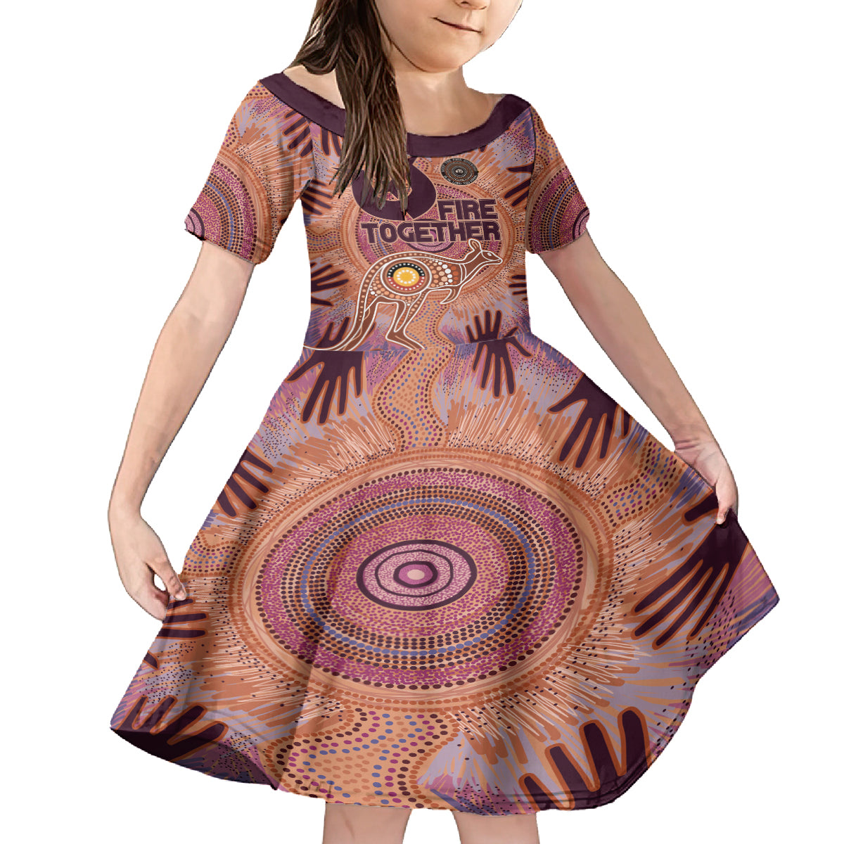 Fire Together NAIDOC 2024 Kid Short Sleeve Dress Indigenous Cultural Spirit