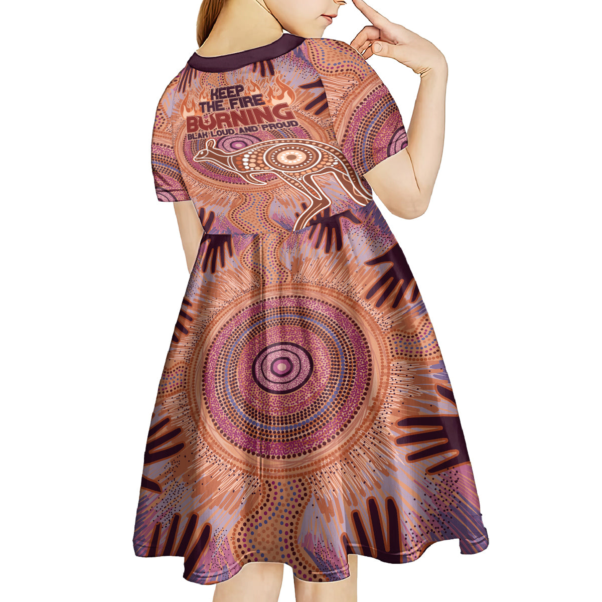 Fire Together NAIDOC 2024 Kid Short Sleeve Dress Indigenous Cultural Spirit