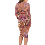 Fire Together NAIDOC 2024 Long Sleeve Bodycon Dress Indigenous Cultural Spirit