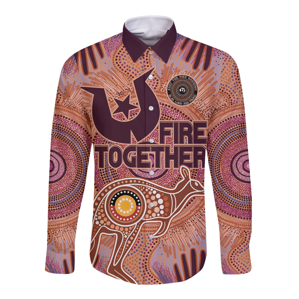 Fire Together NAIDOC 2024 Long Sleeve Button Shirt Indigenous Cultural Spirit