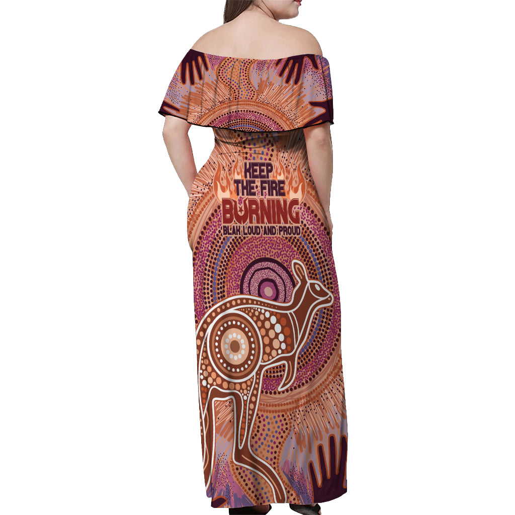 Fire Together NAIDOC 2024 Off Shoulder Maxi Dress Indigenous Cultural Spirit