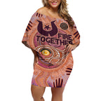 Fire Together NAIDOC 2024 Off Shoulder Short Dress Indigenous Cultural Spirit