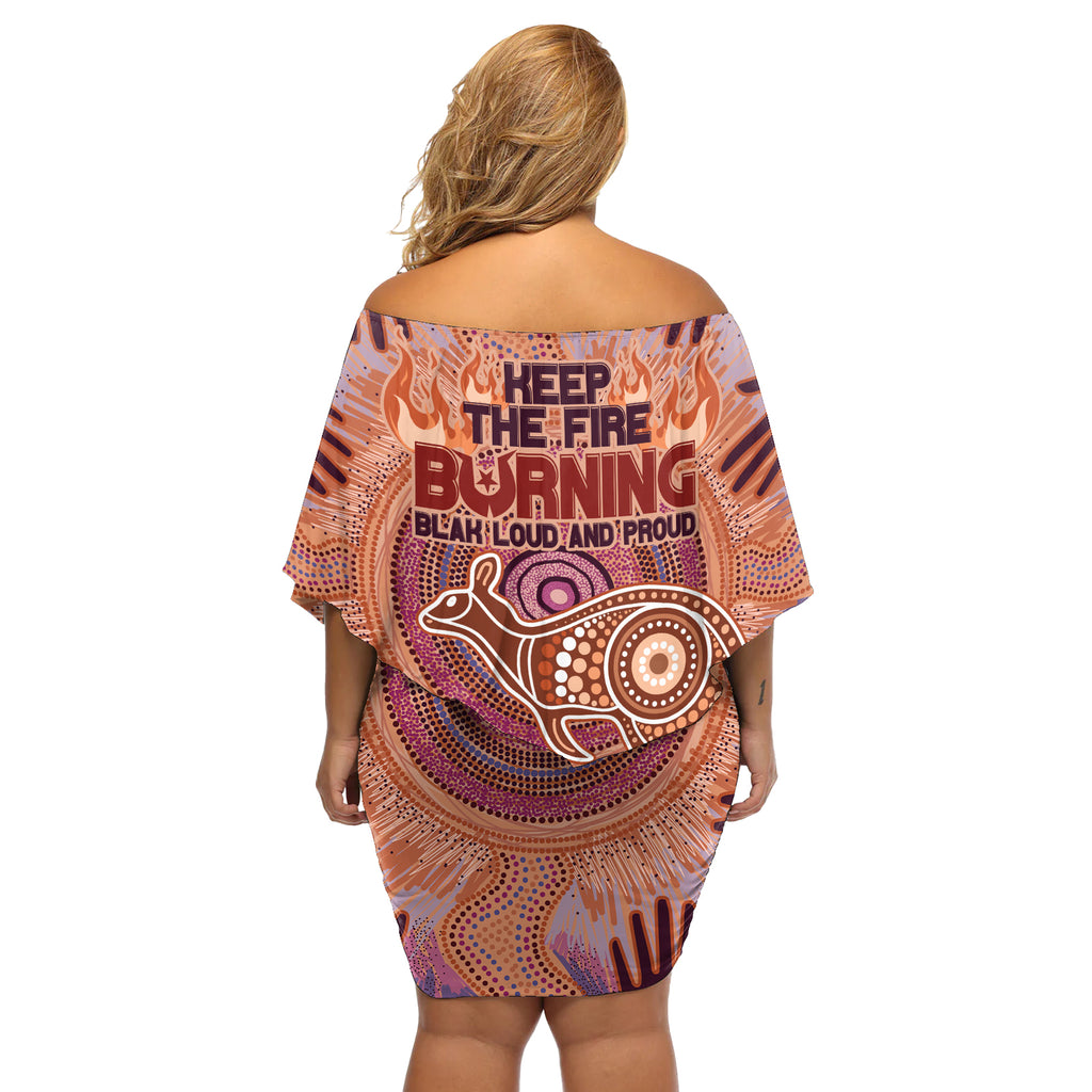 Fire Together NAIDOC 2024 Off Shoulder Short Dress Indigenous Cultural Spirit